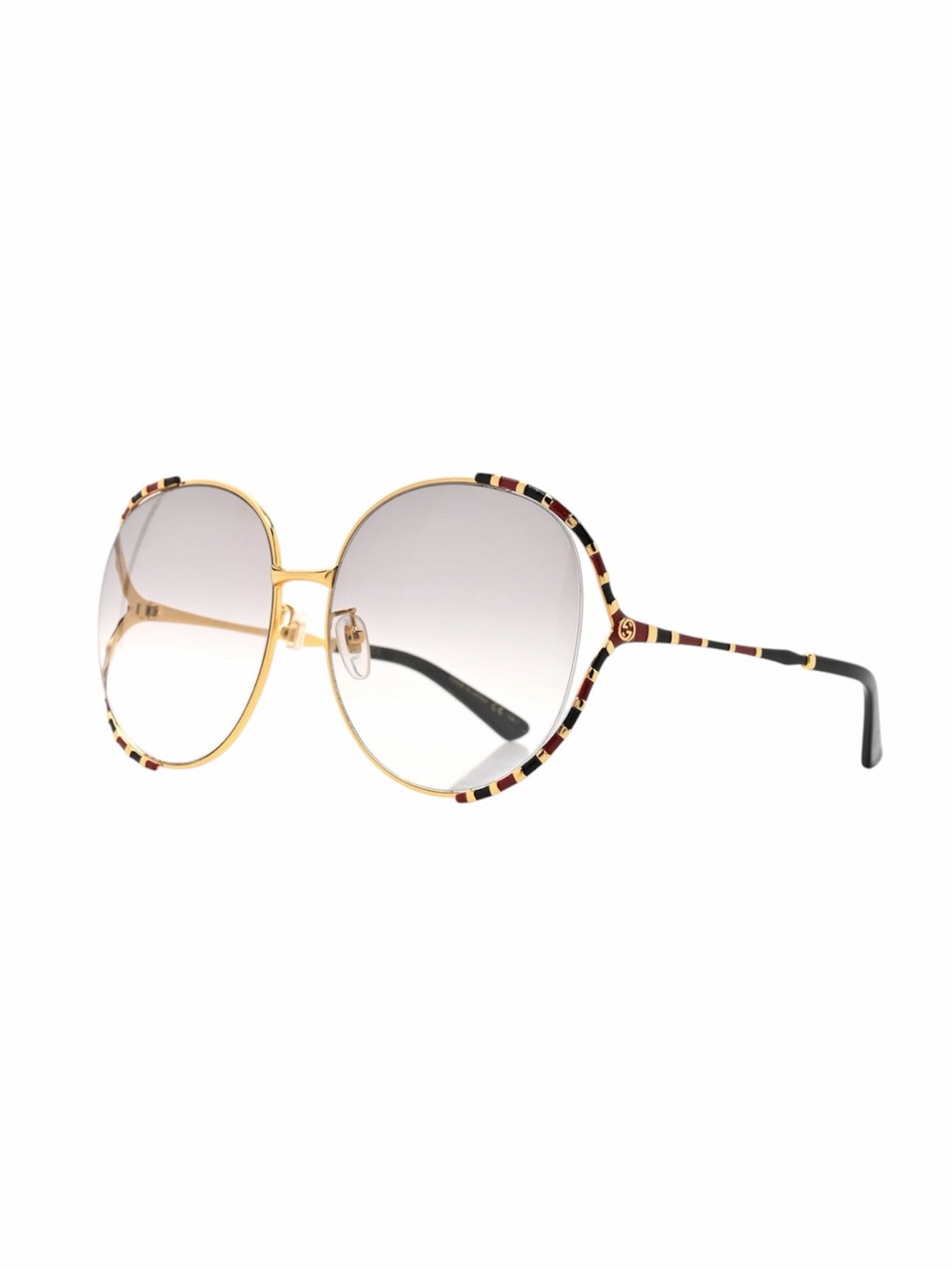 Gucci Metal Round Frame GG0595S Sunglasses Gold Black Red